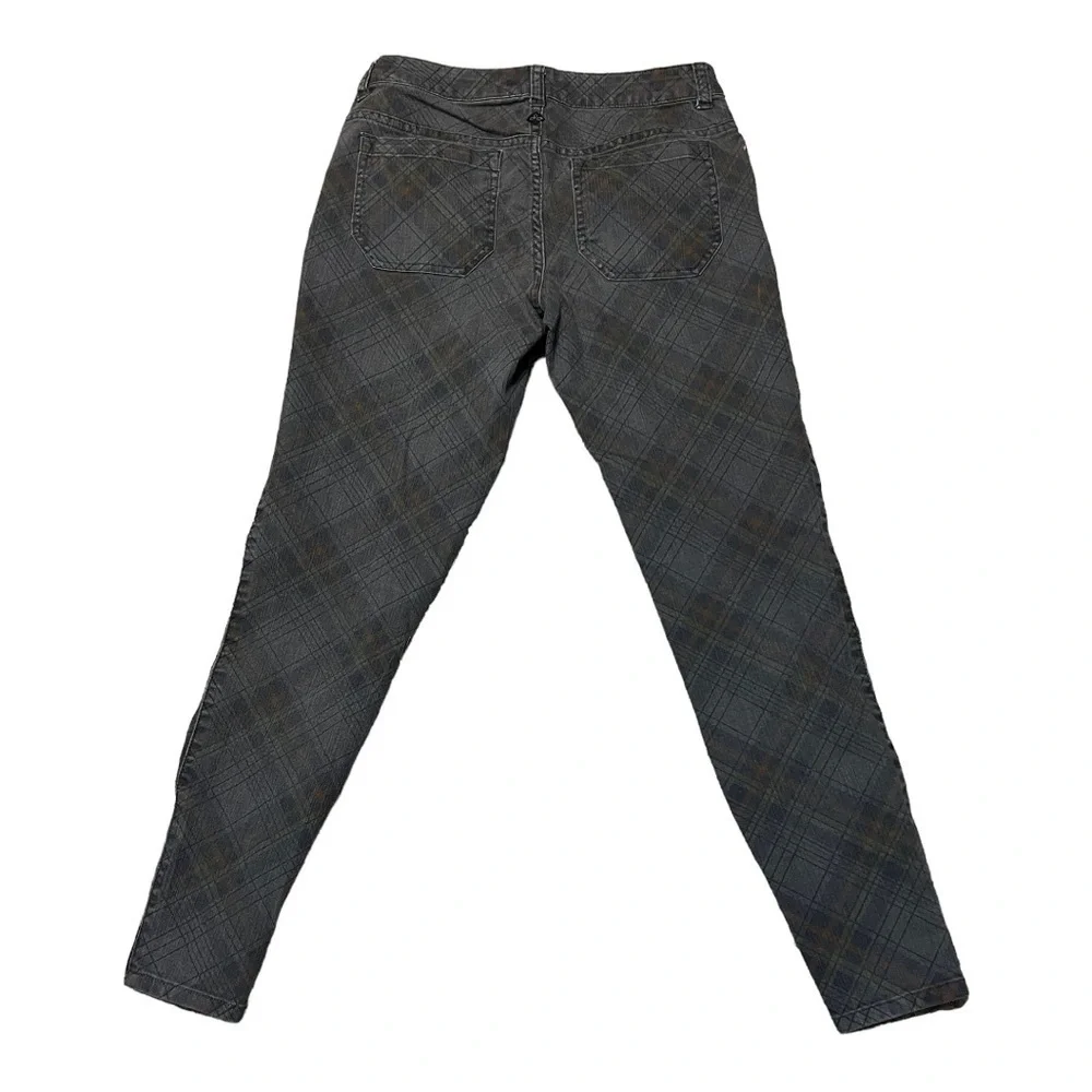 PrAna Skinny Ankle Zip Jeans Women’s Sz 4 Ash Gray Plaid Low Rise Stretch Denim
